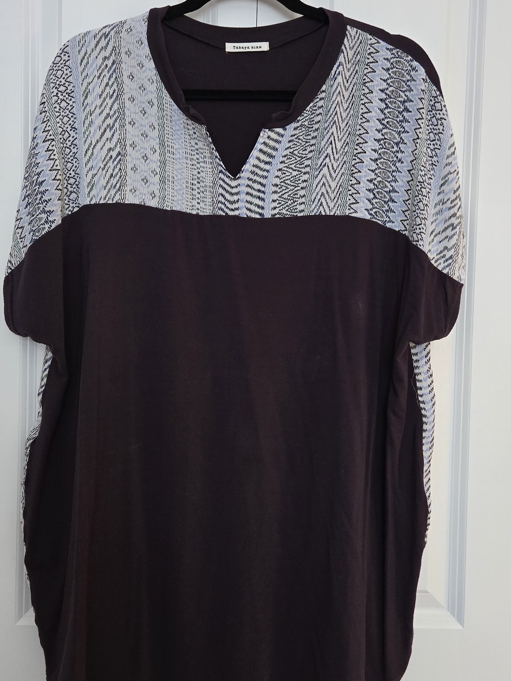 Takaya Siam Black Tunic with White Patterned Yoke